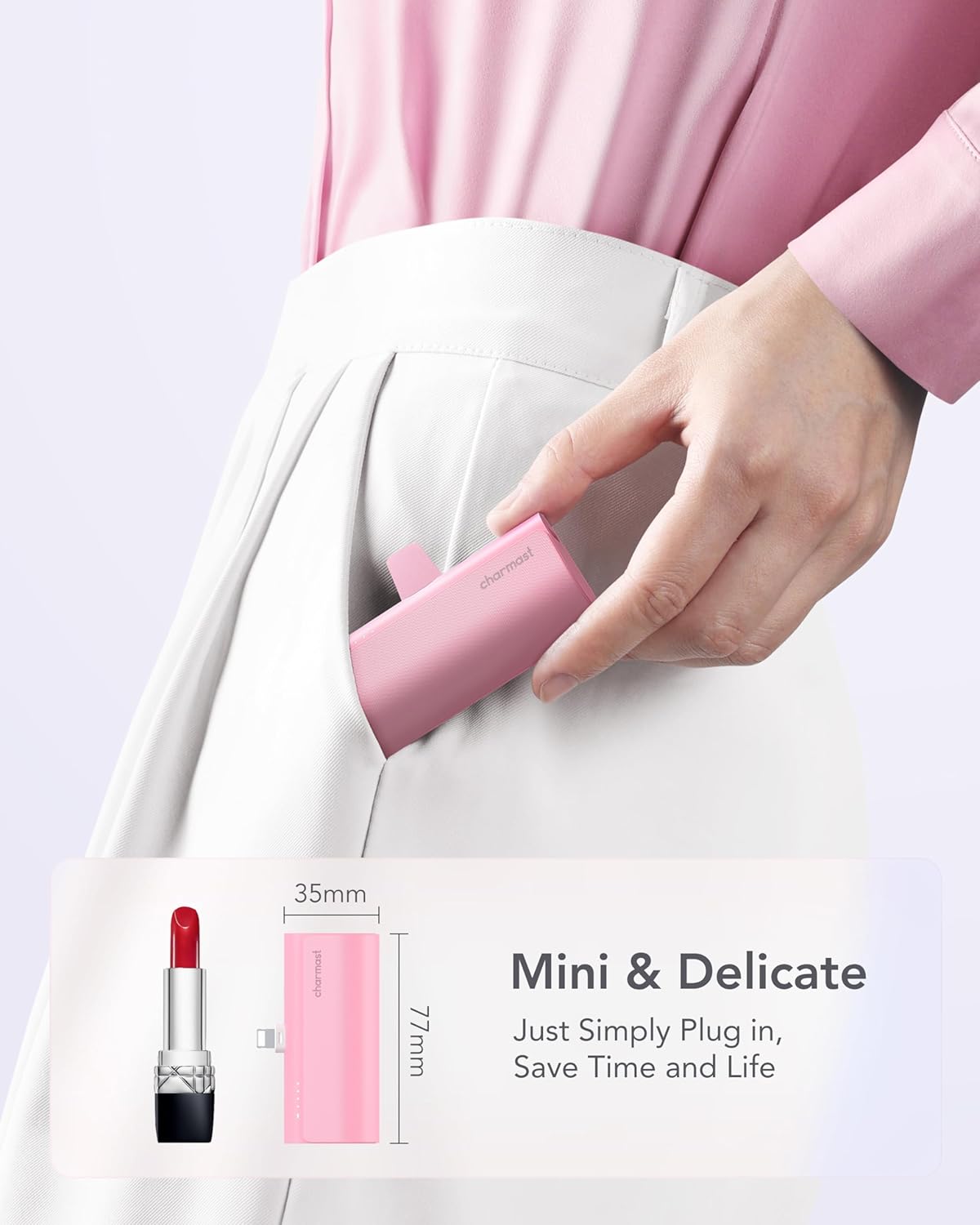 Charmast Small Portable Charger 5000mAh, Ultra-Compact 20W PD Fast Charging Power Bank Mini Battery Pack Compatible with iPhone 14/14 Pro Max/13/13 Pro Max/12/12 Pro Max/11/XR/X/8/7/6, and More - Image 3