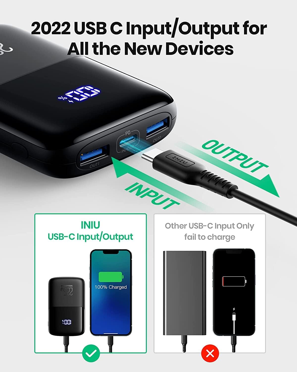 INIU Portable Charger, Smallest 22.5W 10000mAh Power Bank, USB C in/Output Fast Charging 3-Output Mini Battery Pack Charger with Phone Holder for iPhone 16 15 14 13 12 Samsung S23 Google iPad Tablet - Image 4